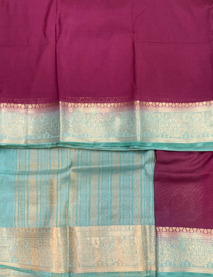 Crepe Saree Maroon Colour with Sapphire Border