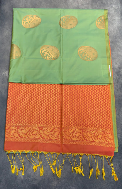 Art Silk Saree Lime Green Colour with Borderless