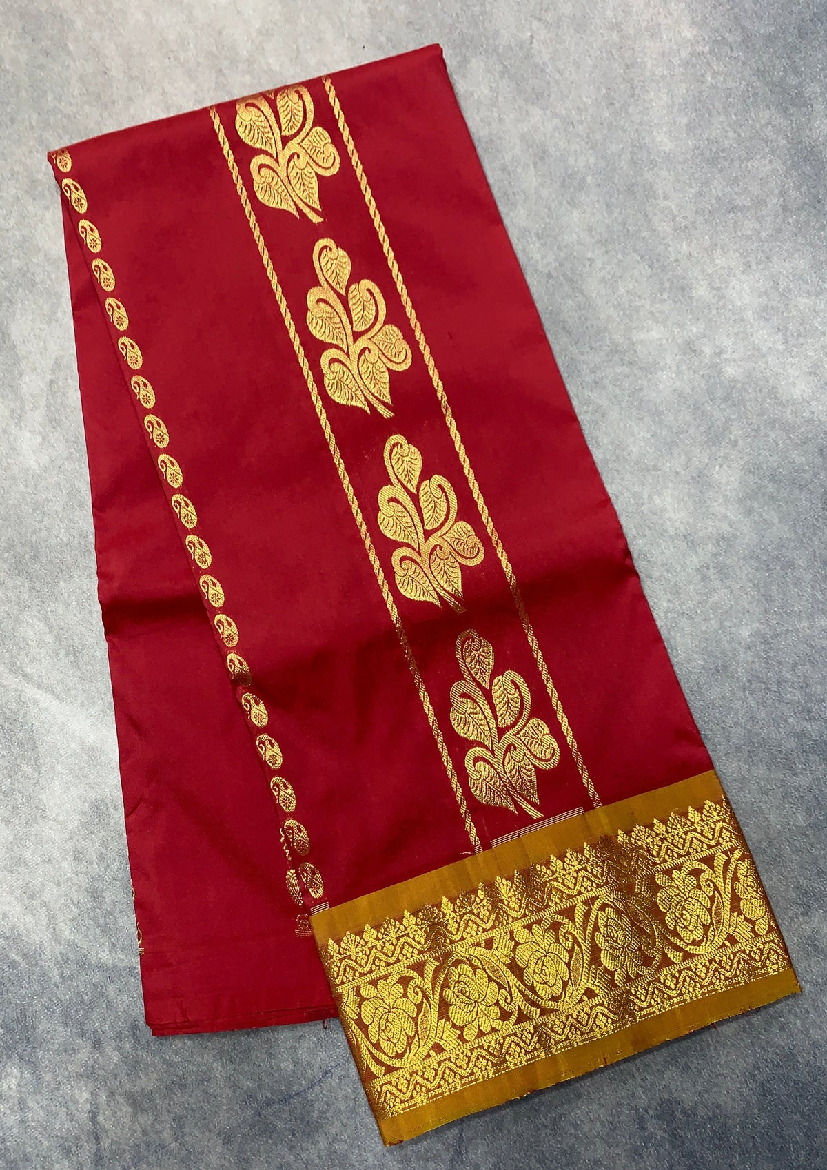 Maroon Shade Semi silk Kids Pattu Pavadai with Contrast border for age 5 to 10