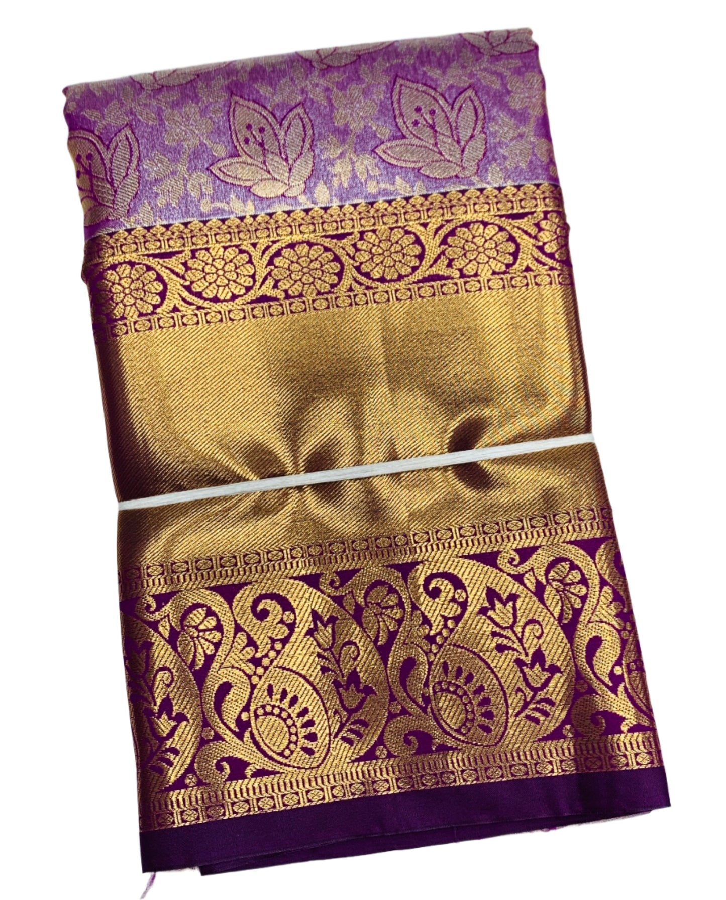 Lavender Shade Soft Kanchi Tissue Pattu Saree with Purple Border