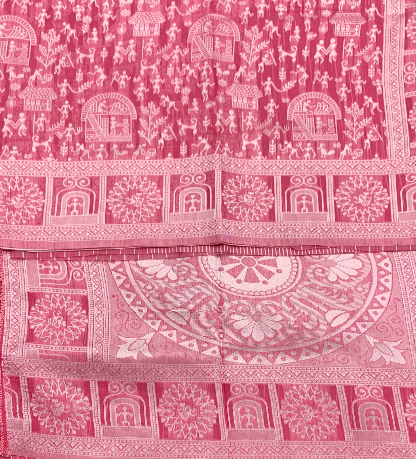 Banaras Katan Saree Pink Colour with Katan Work Border