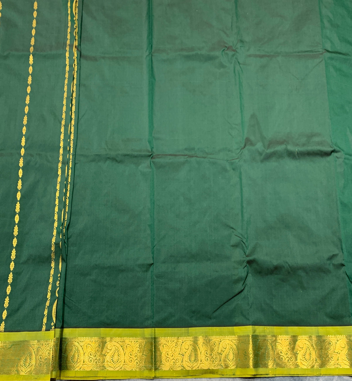 Green Shade Semi silk Kids Pattu Pavadai with Contrast border for age 5 to 10