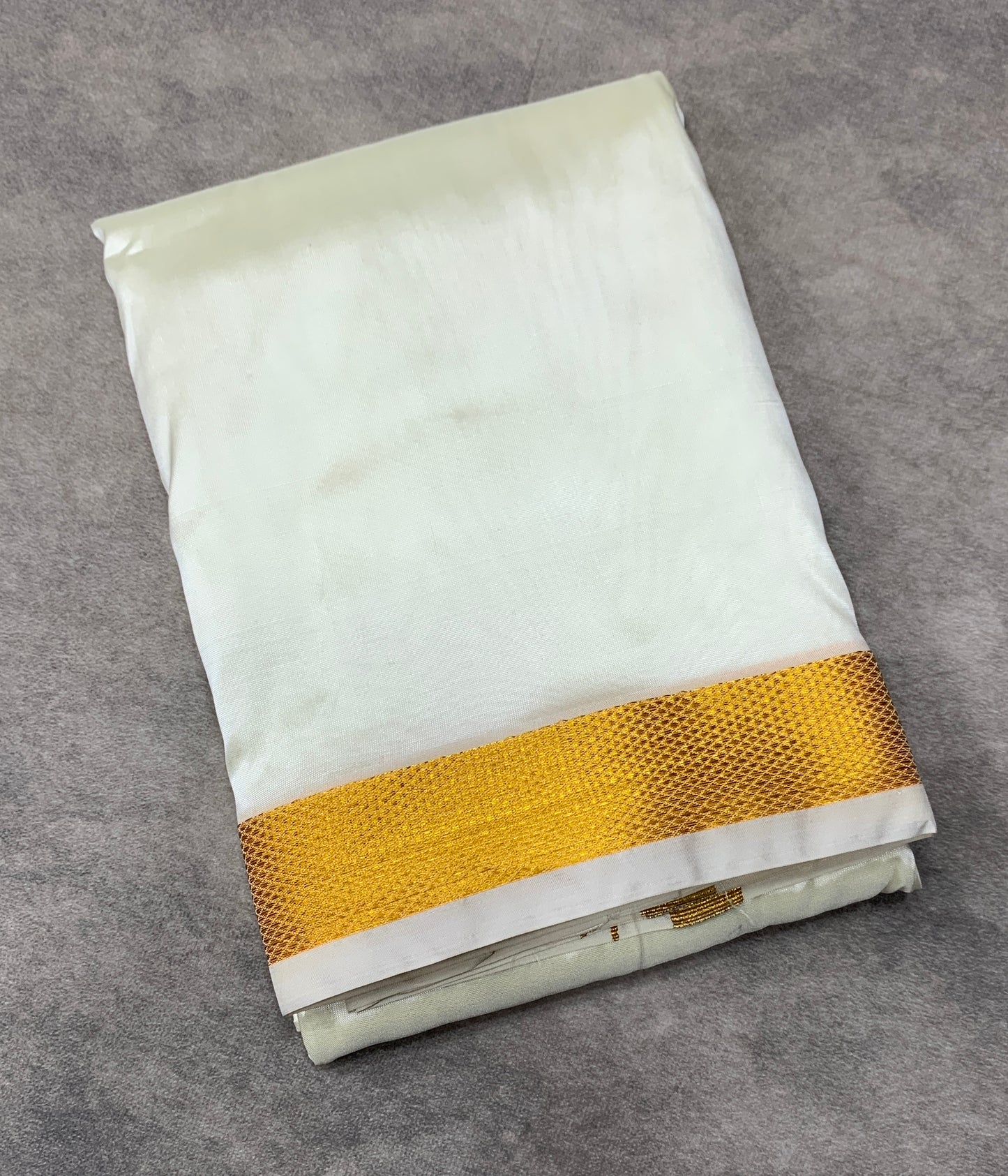 Art Silk Dhoti 8 Mulam Cream Colour Small Border