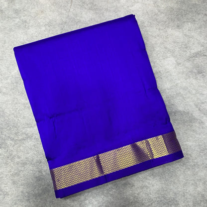 9X5 Pure Silk Dhoti Violet with Golden Zari Border