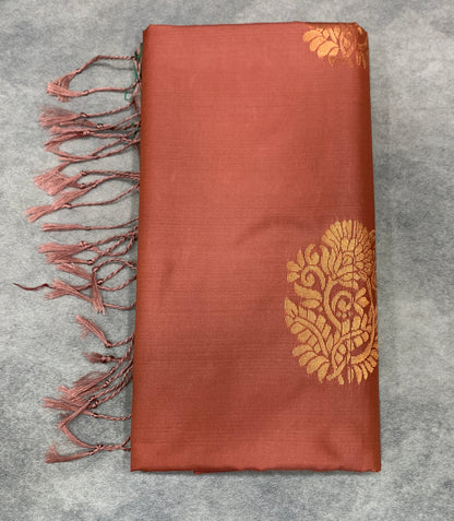 Art Silk Saree Brown Colour with Borderless