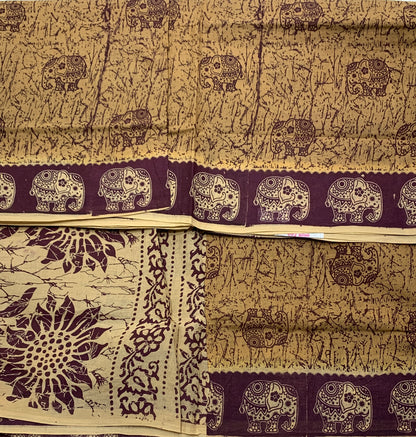 Chettinad Sungudi Cotton Tussar Colour with Brown Border