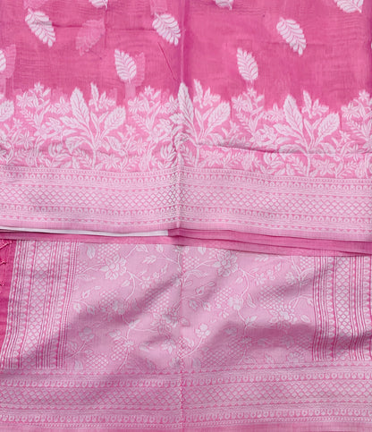 Banaras Katan Saree Baby Pink Colour with Katan Work Border