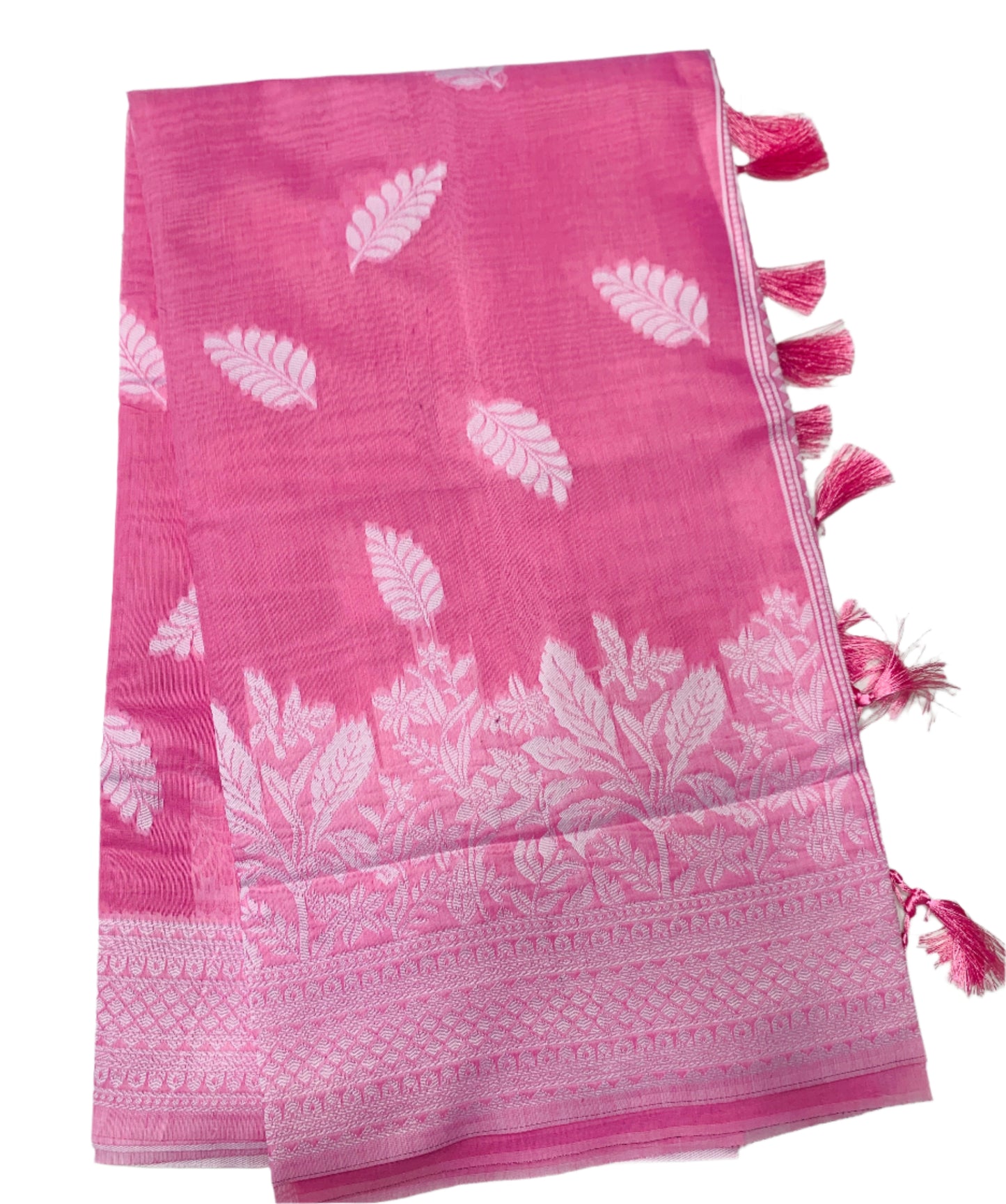 Banaras Katan Saree Baby Pink Colour with Katan Work Border