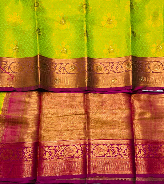 Art Silk Saree Apple Green Shade with Pink Border