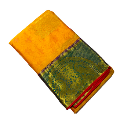 Yellow Shade Kanchipuram Silk Saree with Green Border