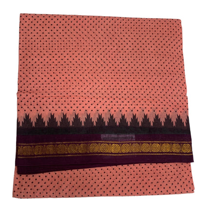 9 yards Cotton Saree Peach Colour with Navapalam Colour Border