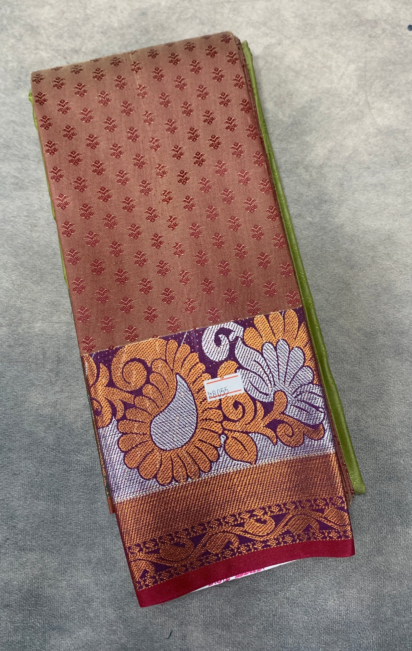 Synthetic Cotton Saree Brown Shade with Copper Border