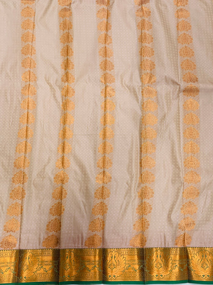 Vegan Silk Saree Tussar Colour with Copper and Green Border