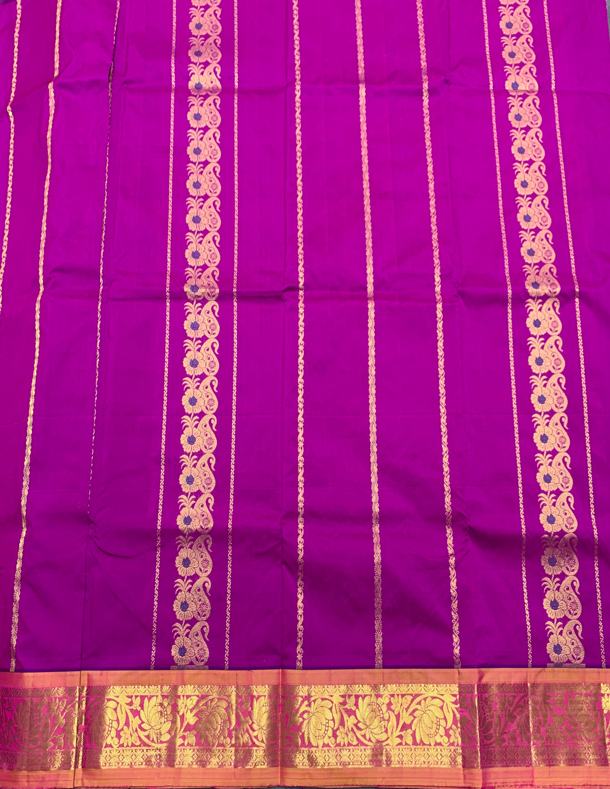 Purple shade Semi Silk Kids Pattu Pavadai with Contrast border for age above 10 years