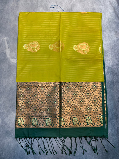 Art Silk Saree Mehandi Green Colour with Borderless