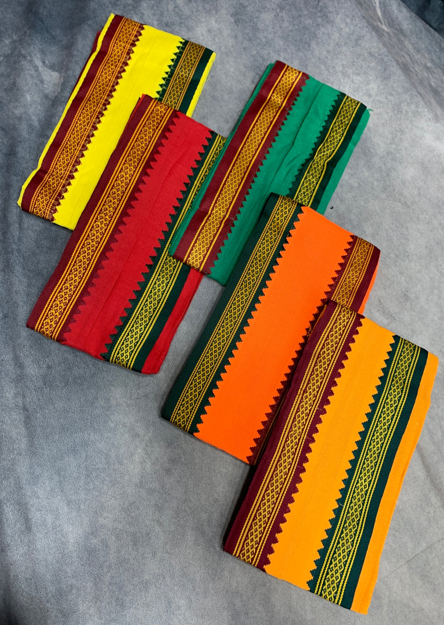 Cotton Pooja Towel with Ganga Jamuna Border - Pack of 5