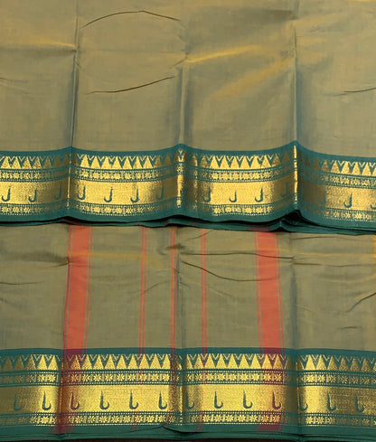 Chettinad Cotton Saree Dual Shade with Rama Green Border