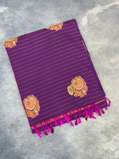 Art Silk Saree Magenta Colour with Borderless