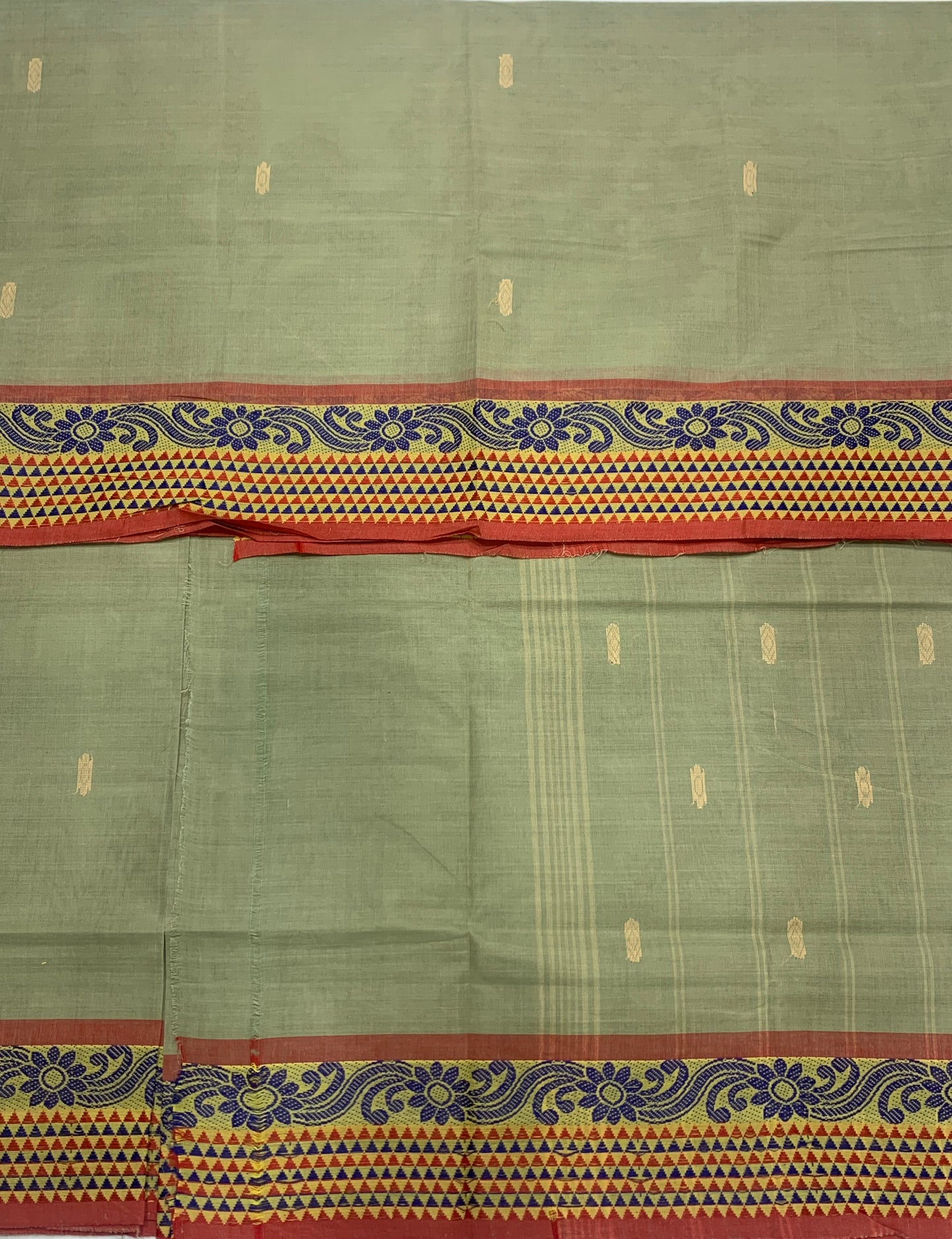 Chettinad Cotton Saree Pista Green Shade with Pink Border