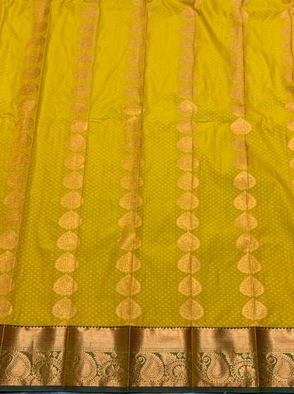 Vegan Silk Saree Mustard Colour Saree with Copper Border