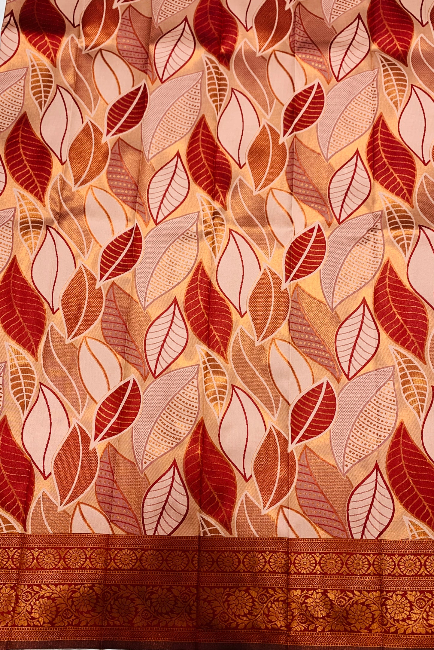 Art Silk Saree Maroon Colour with Leaf Design