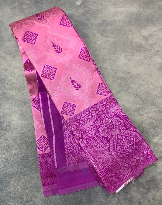 Baby Pink Colour Art Silk Saree with Magenta Border