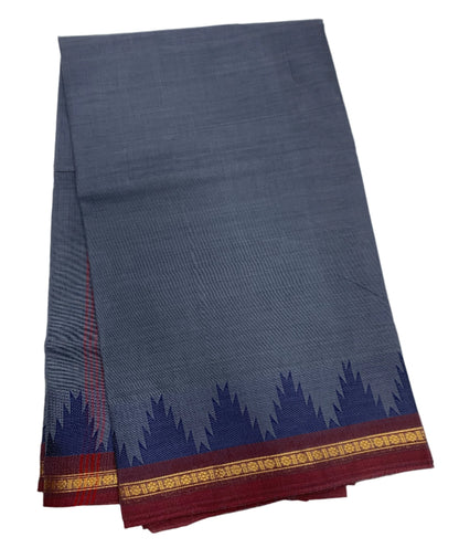 Chettinad Cotton Saree Gray Shade with Brown Border