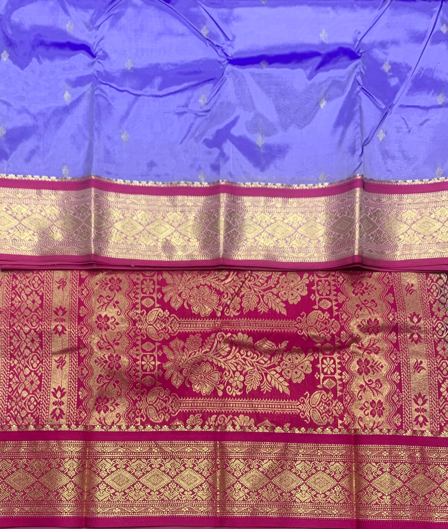 Lavender Shade Saree with Golden and Pink Border