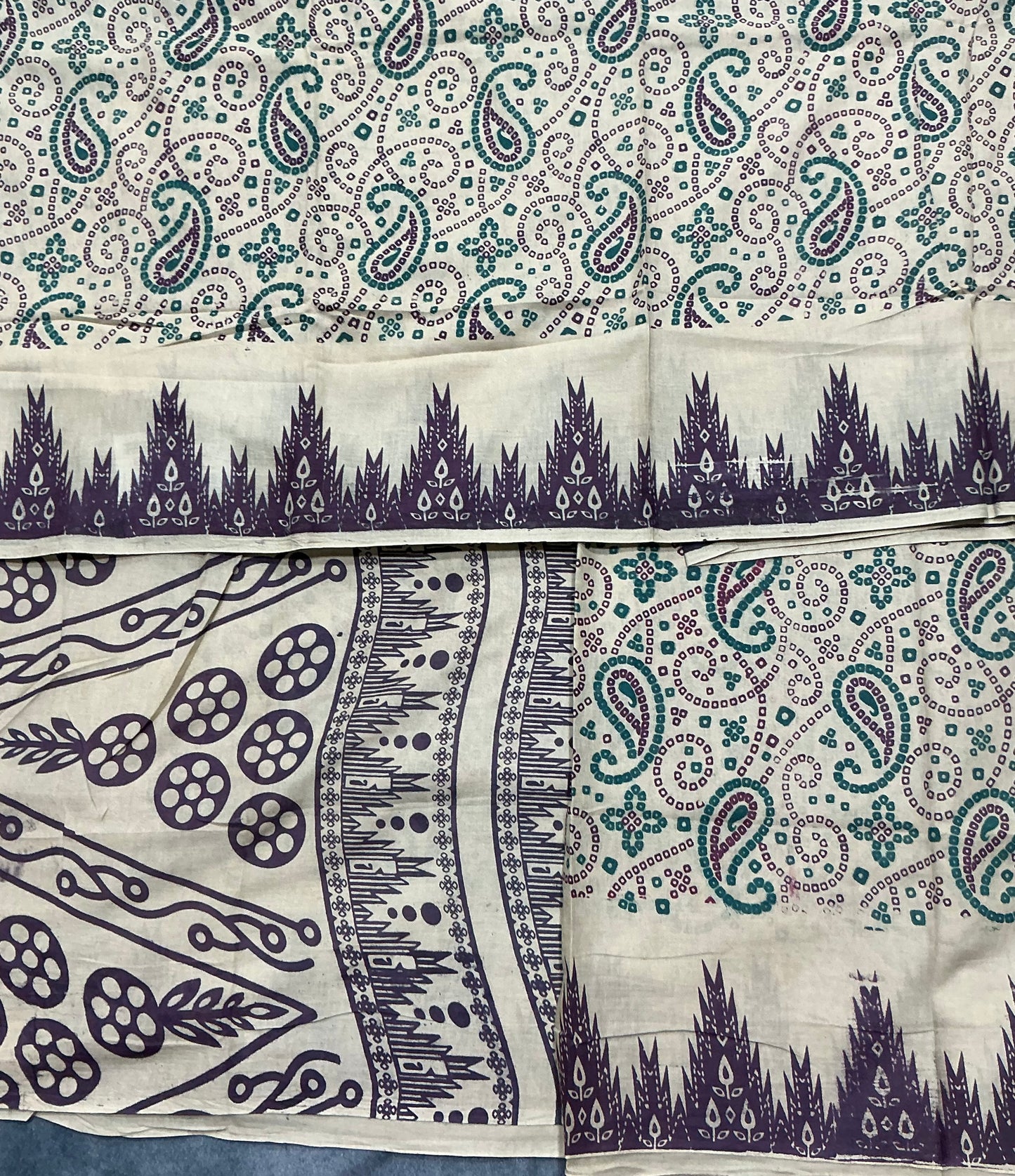 MulMul Cotton Cream Colour with Temple Border
