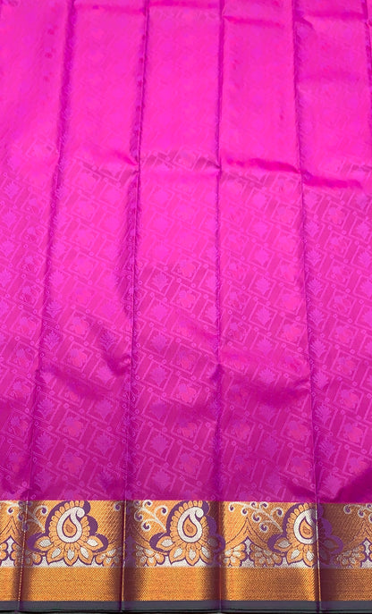 Synthetic Cotton Saree Pink Shade with Copper Border