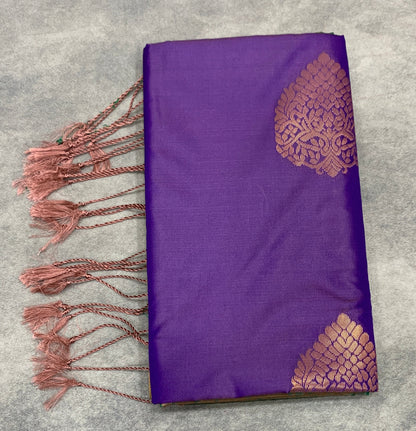 Art Silk Saree Purple Colour with Borderless
