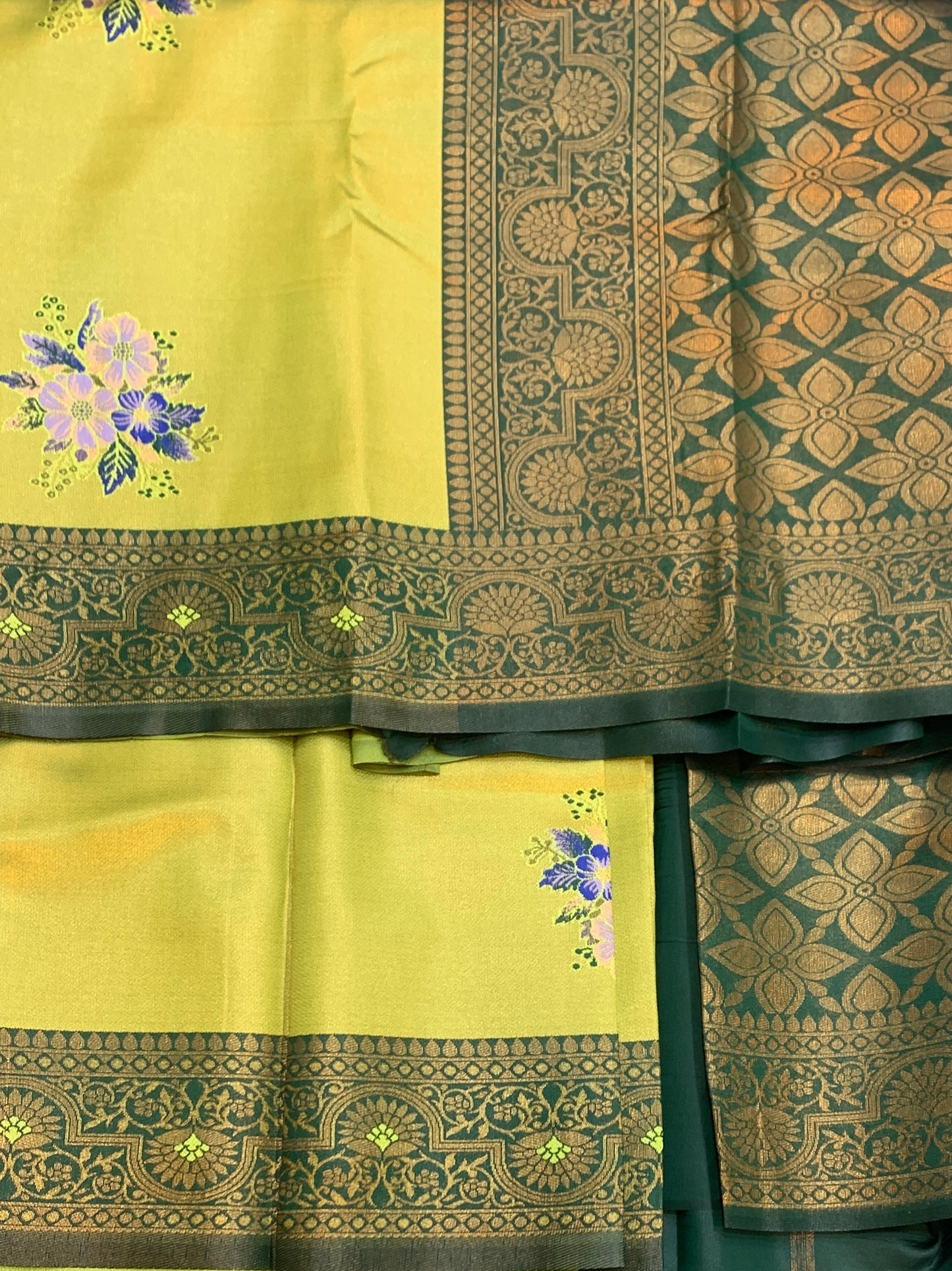 Fancy Tissue Saree Olive Green Colour with Green Border