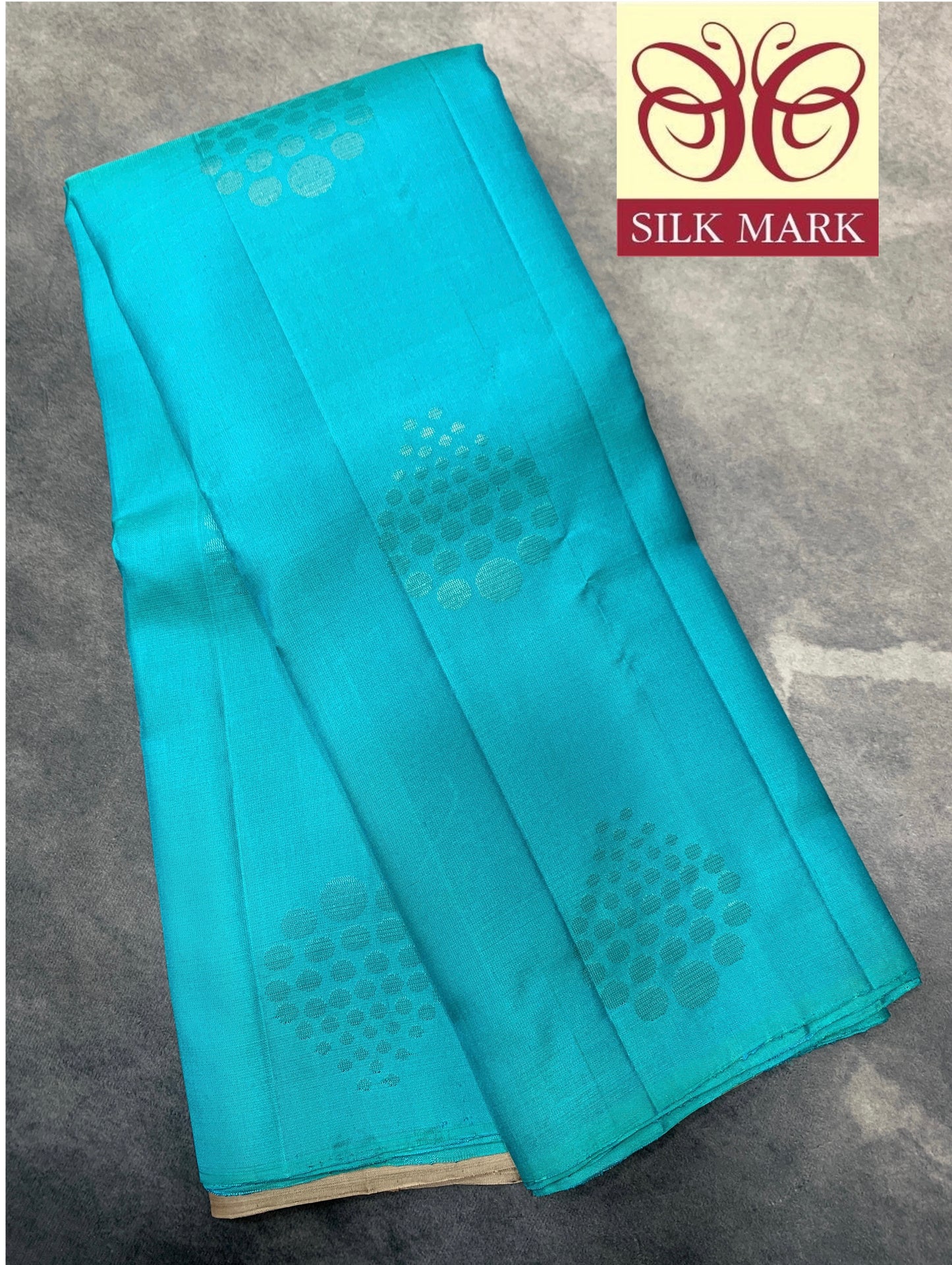 Pure Kanchipuram Silk Saree Sapphire Colour with Border Less
