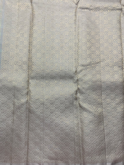 Pure Kanchipuram Silk Saree Sapphire Colour with Border Less