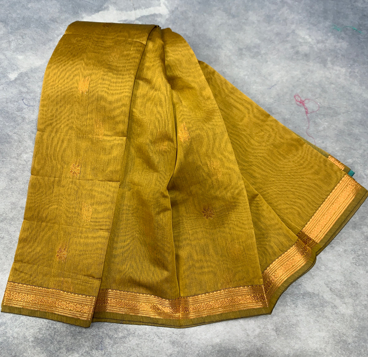 Golden Mustard Colour Silk Cotton Saree with Copper Zari Border