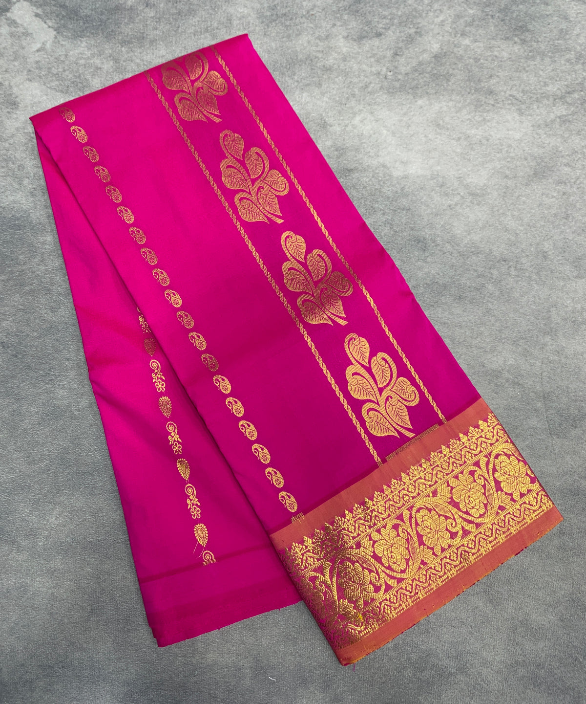 Pink Shade Semi silk Kids Pattu Pavadai with Contrast border for age 5 to 10