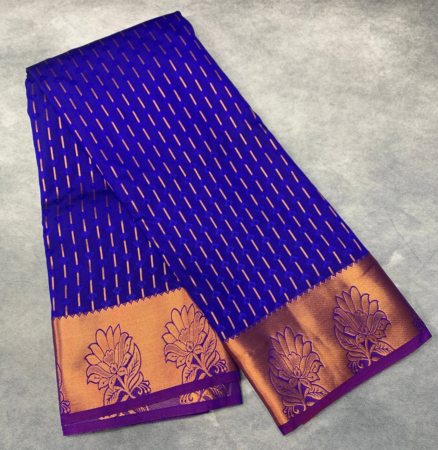 Soft Silk Casual Saree Blue Colour with Copper Zari Work Border