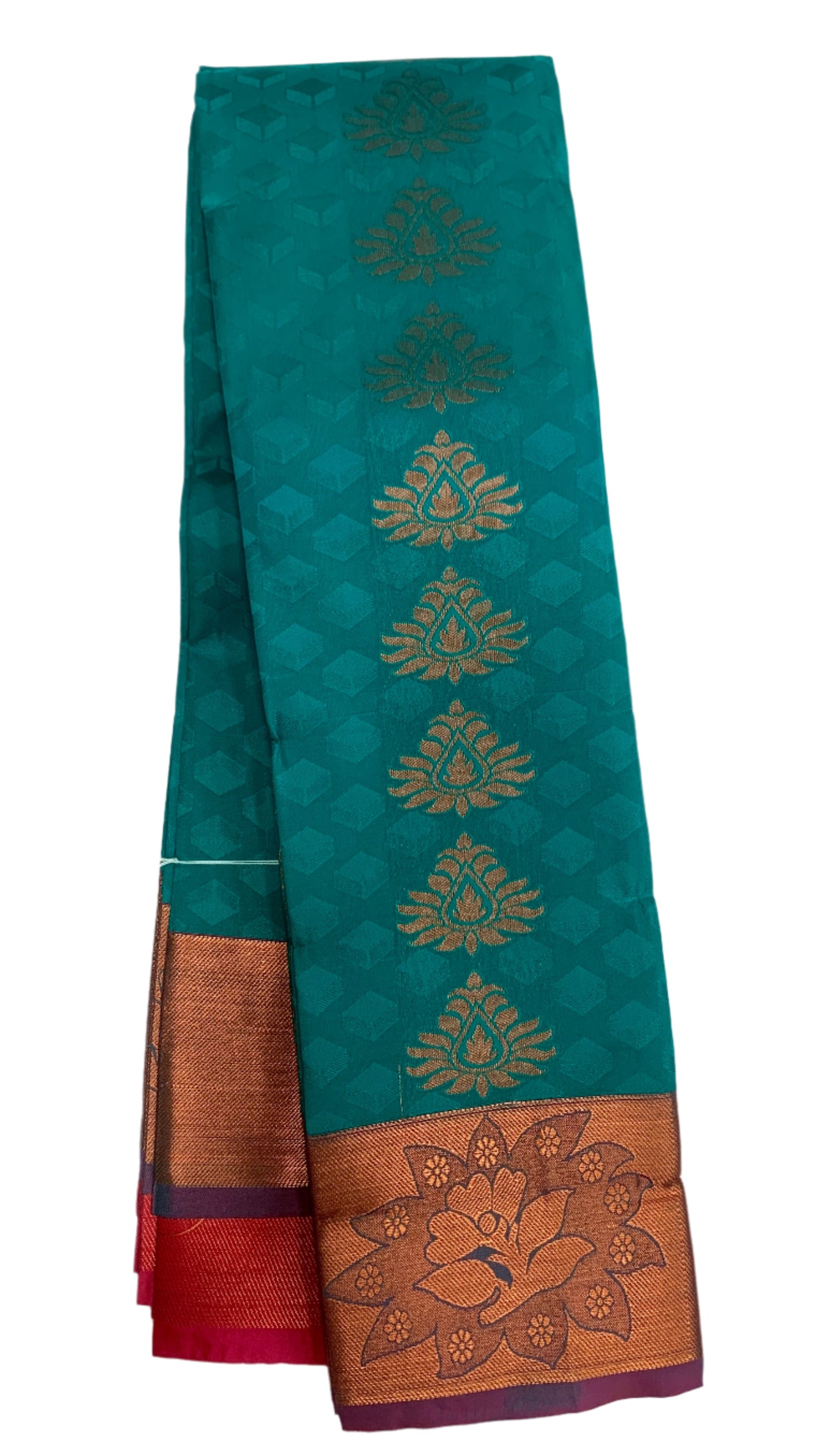 Vegan Silk Saree Sapphire shade with Copper and Brown Border