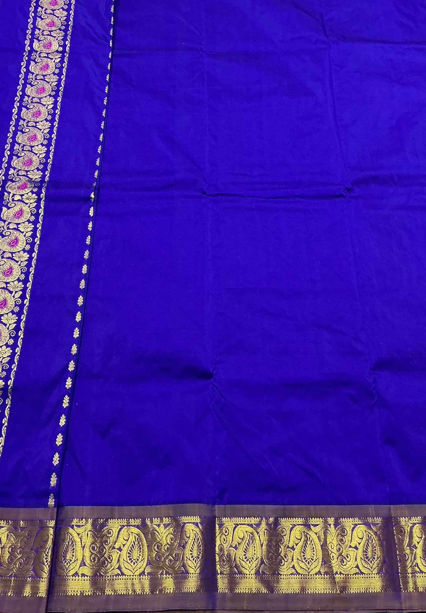 Blue shade Semi Silk Kids Pattu Pavadai with Contrast border for age above 10 years