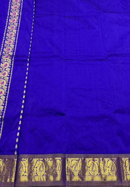 Blue shade Semi Silk Kids Pattu Pavadai with Contrast border for age above 10 years
