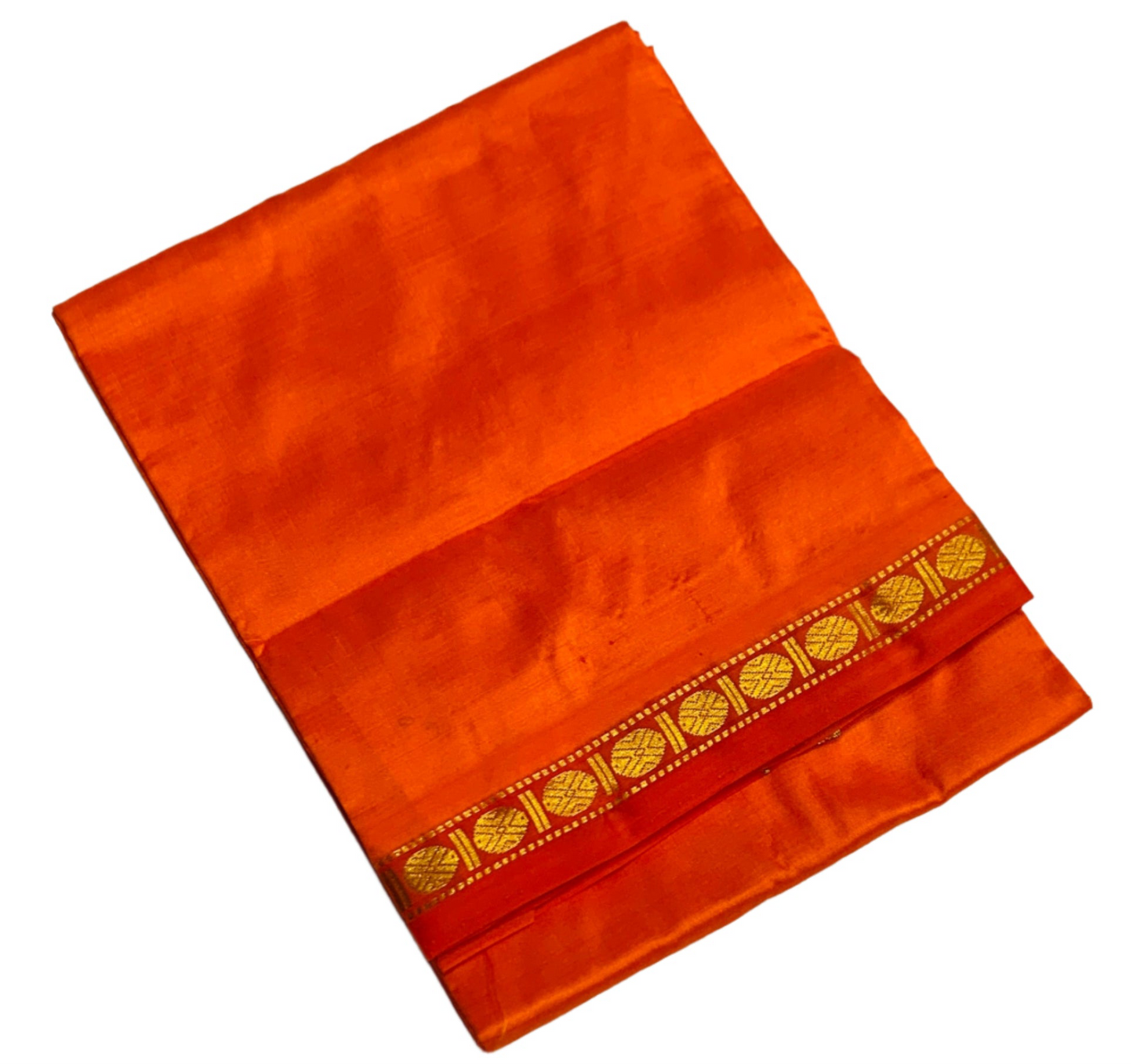 4 Mulam Pure Silk Dhoti Orange with Small Border