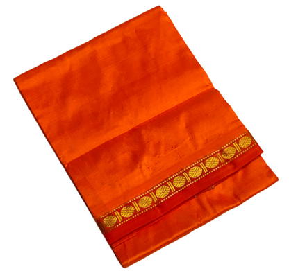 4 Mulam Pure Silk Dhoti Orange with Small Border