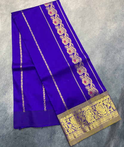 Violet shade Semi Silk Kids Pattu Pavadai with Contrast border for age above 10 years
