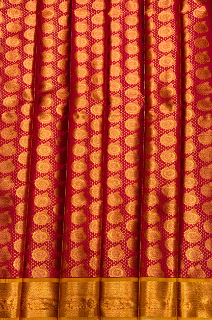 Vegan Silk Saree Pink Colour with Copper Border