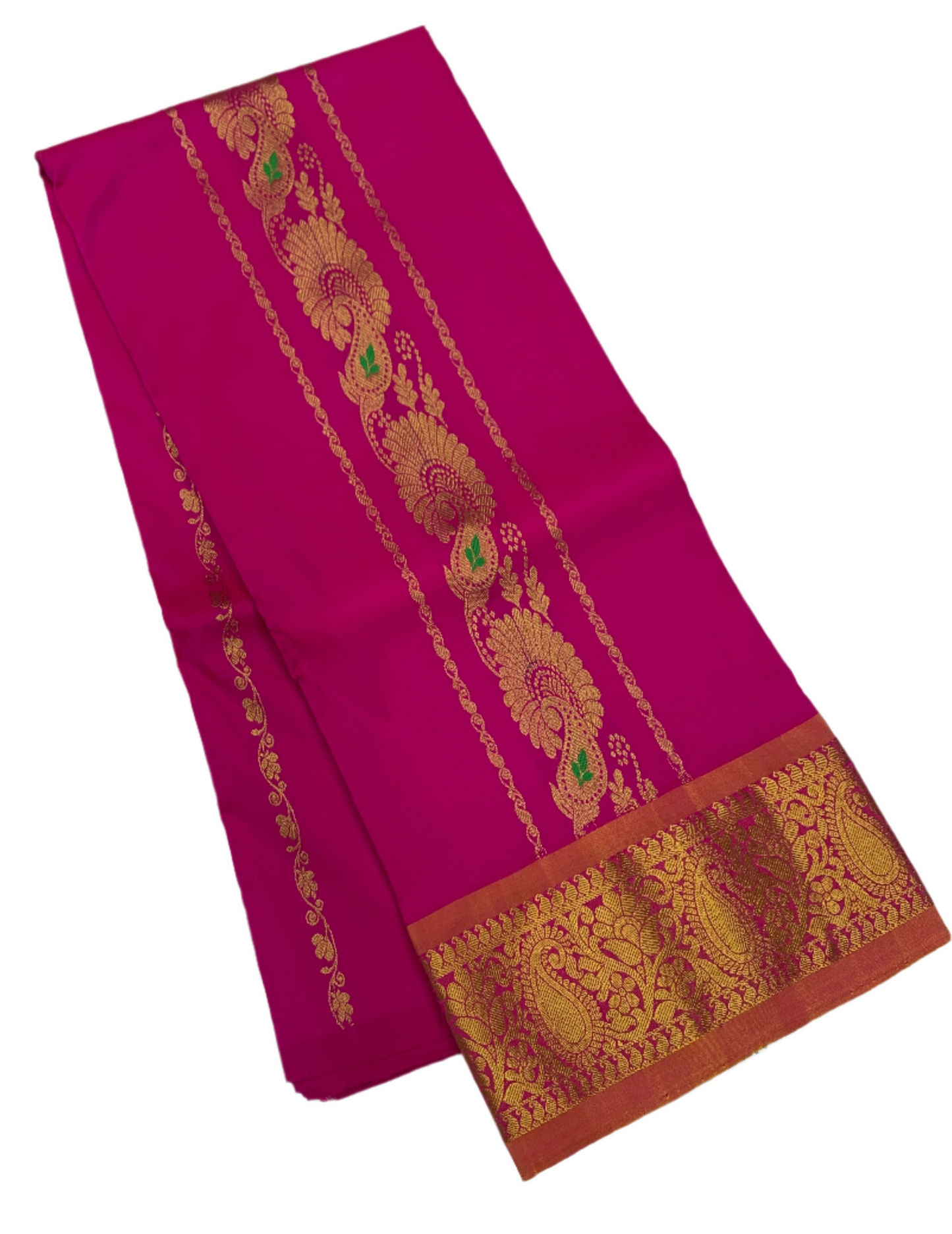 Pink shade Semi silk Kids Pattu Pavadai with Contrast border for age 5 to 10