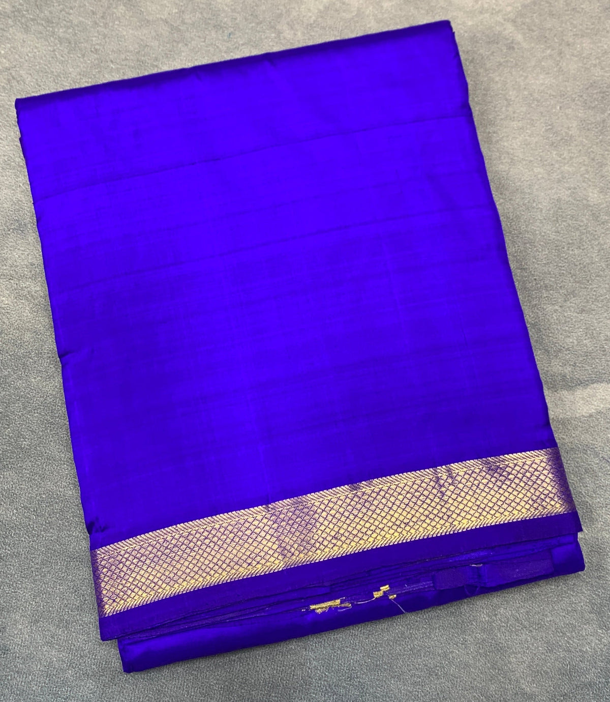 9X5 Pure Silk Dhoti Violet Colour with Small Golden Zari Border