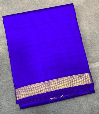 9X5 Pure Silk Dhoti Violet Colour with Small Golden Zari Border