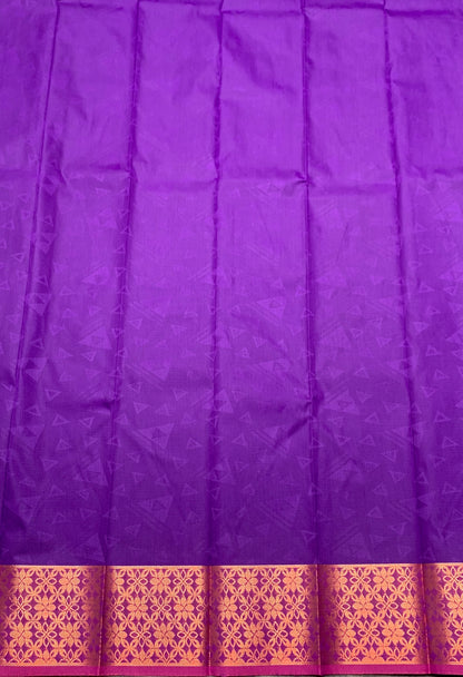 Synthetic Cotton Saree Purple Colour with Pinkish Gold Colour Border