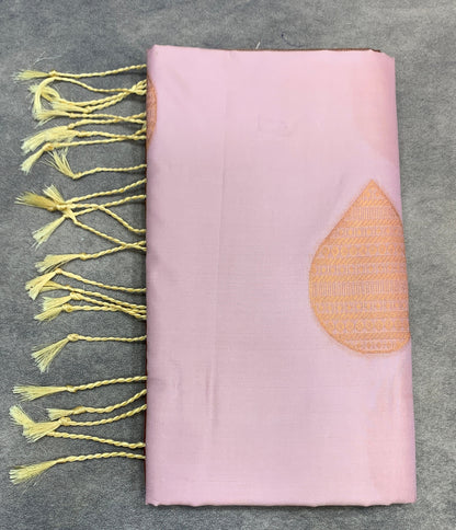 Art Silk Saree Light Salmon Pink Colour with Borderles