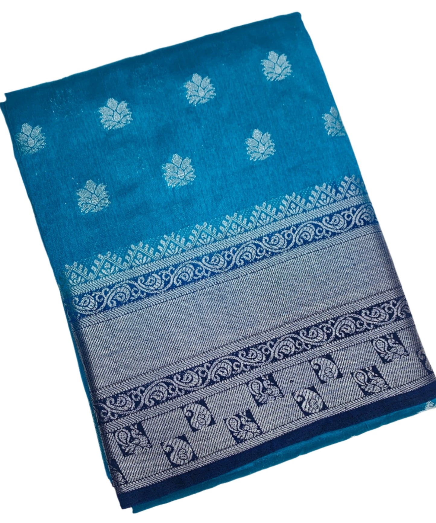 Tussar Saree Colour Light Blue Colour with Navy Blue Border